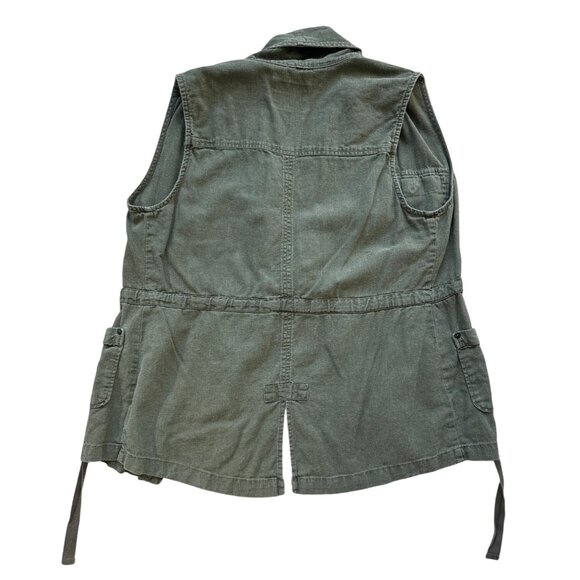 Sanctuary Womens Olive Green Cargo Vest With Tie-Waist & Flap Pockets Size M - Picture 2 of 10